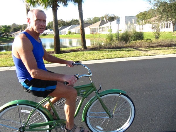 Older people on bicycles