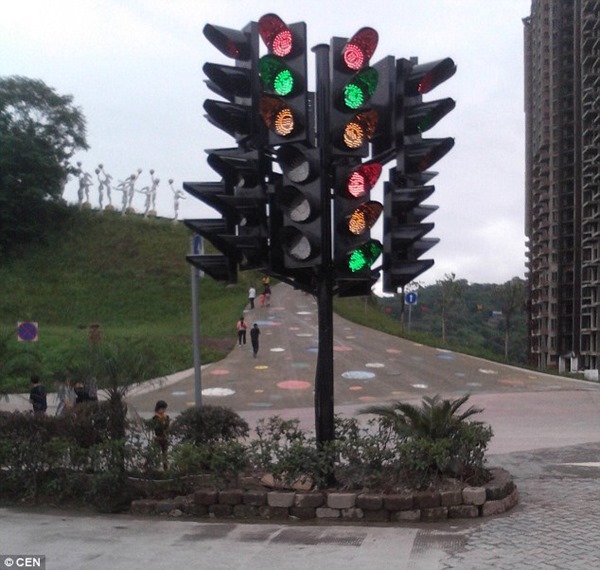 Chongqing China traffic signal art