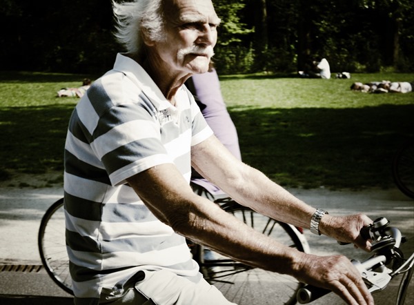 Older people on bicycles in Amsterdam