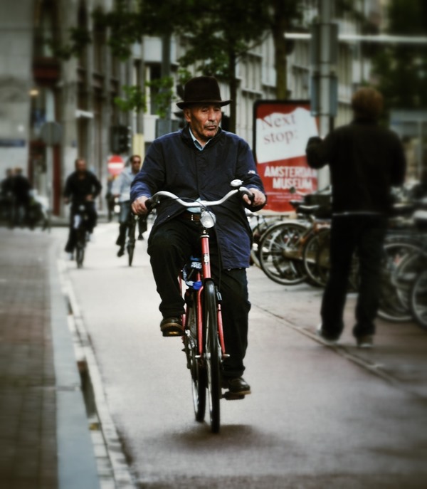 Older people on bicycles in Amsterdam